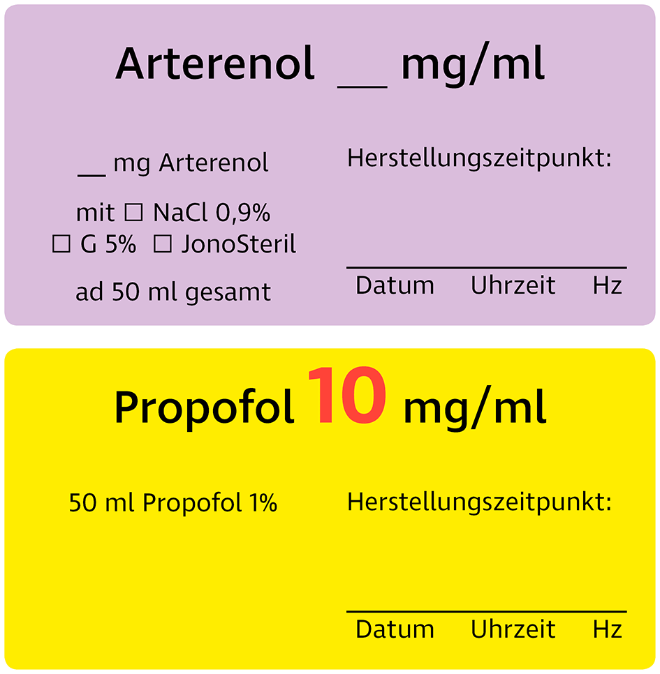 Medikamentenaufkleber für 50ml-Perfusor-Spritzen